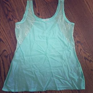 Silk and cotton top with lace detail